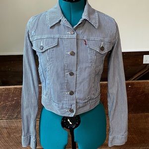 Levi’s Railroad Striped Cropped Denim Jacket w/ Vintage Busker Vibes